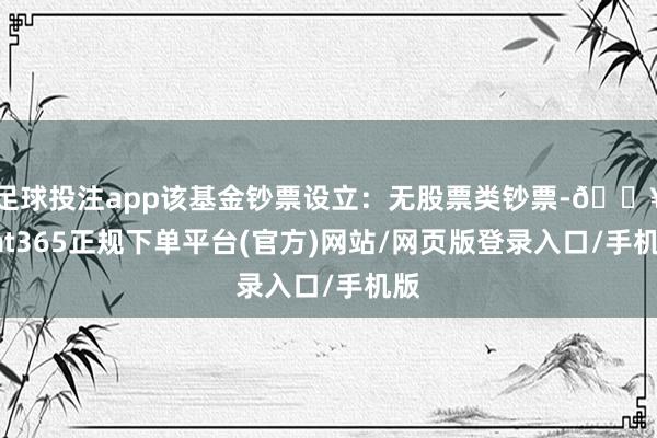 足球投注app該基金鈔票設立：無股票類鈔票-??bat365正規下單平臺(官方)網站/網頁版登錄入口/手機版